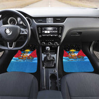 Antigua and Barbuda Christmas Car Mats with Santa Sailboat Island Flag and Tropical Gift Design - Wonder Print Shop
