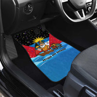 Antigua and Barbuda Christmas Car Mats with Santa Sailboat Island Flag and Tropical Gift Design - Wonder Print Shop