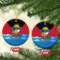 Antigua and Barbuda Christmas Ceramic Ornament with Santa Sailboat Island Flag and Tropical Gift Design - Wonder Print Shop