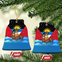 Antigua and Barbuda Christmas Ceramic Ornament with Santa Sailboat Island Flag and Tropical Gift Design - Wonder Print Shop