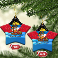 Antigua and Barbuda Christmas Ceramic Ornament with Santa Sailboat Island Flag and Tropical Gift Design - Wonder Print Shop