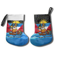 Antigua and Barbuda Christmas Stocking with Santa Sailboat Island Flag and Tropical Gift Design - Wonder Print Shop