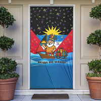 Antigua and Barbuda Christmas Door Cover with Santa Sailboat Island Flag and Tropical Gift Design - Wonder Print Shop