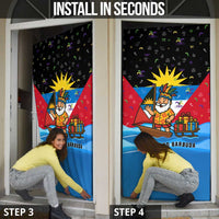 Antigua and Barbuda Christmas Door Cover with Santa Sailboat Island Flag and Tropical Gift Design - Wonder Print Shop