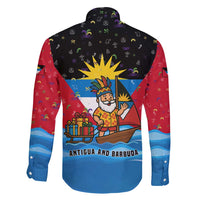 Antigua and Barbuda Christmas Family Matching Long Sleeve Bodycon Dress and Hawaiian Shirt with Santa Sailboat Island Flag and Tropical Gift Design - Wonder Print Shop