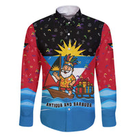 Antigua and Barbuda Christmas Family Matching Short Sleeve Bodycon Dress and Hawaiian Shirt with Santa Sailboat Island Flag and Tropical Gift Design - Wonder Print Shop