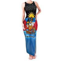 Antigua and Barbuda Christmas Family Matching Tank Maxi Dress and Hawaiian Shirt with Santa Sailboat Island Flag and Tropical Gift Design - Wonder Print Shop