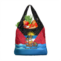 Antigua and Barbuda Christmas Grocery Bag with Santa Sailboat Island Flag and Tropical Gift Design - Wonder Print Shop