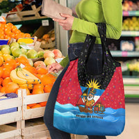 Antigua and Barbuda Christmas Grocery Bag with Santa Sailboat Island Flag and Tropical Gift Design - Wonder Print Shop