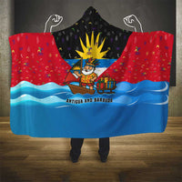Antigua and Barbuda Christmas Hooded Blanket with Santa Sailboat Island Flag and Tropical Gift Design - Wonder Print Shop