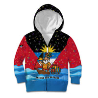 Antigua and Barbuda Christmas Kid Hoodie with Santa Sailboat Island Flag and Tropical Gift Design - Wonder Print Shop