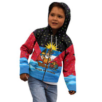 Antigua and Barbuda Christmas Kid Hoodie with Santa Sailboat Island Flag and Tropical Gift Design - Wonder Print Shop