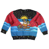 Antigua and Barbuda Christmas Kid Ugly Christmas Sweater with Santa Sailboat Island Flag and Tropical Gift Design - Wonder Print Shop