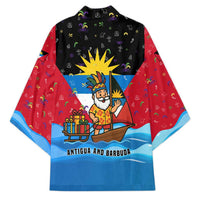 Antigua and Barbuda Christmas Kimono with Santa Sailboat Island Flag and Tropical Gift Design - Wonder Print Shop