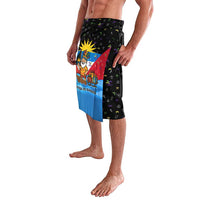 Antigua and Barbuda Christmas Lavalava with Santa Sailboat Island Flag and Tropical Gift Design - Wonder Print Shop