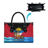 Antigua and Barbuda Christmas Leather Bag with Santa Sailboat Island Flag and Tropical Gift Design - Wonder Print Shop