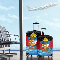 Antigua and Barbuda Christmas Luggage Cover with Santa Sailboat Island Flag and Tropical Gift Design - Wonder Print Shop