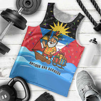 Antigua and Barbuda Christmas Men Tank Top with Santa Sailboat Island Flag and Tropical Gift Design - Wonder Print Shop