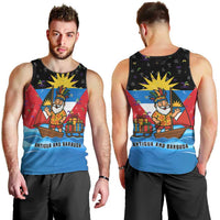 Antigua and Barbuda Christmas Men Tank Top with Santa Sailboat Island Flag and Tropical Gift Design - Wonder Print Shop