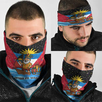 Antigua and Barbuda Christmas Neck Gaiter with Santa Sailboat Island Flag and Tropical Gift Design - Wonder Print Shop