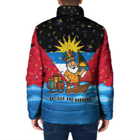 Antigua and Barbuda Christmas Padded Jacket with Santa Sailboat Island Flag and Tropical Gift Design - Wonder Print Shop