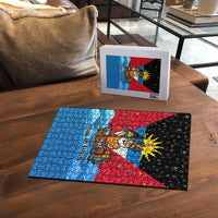 Antigua and Barbuda Christmas Puzzle with Santa Sailboat Island Flag and Tropical Gift Design - Wonder Print Shop