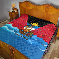 Antigua and Barbuda Christmas Quilt with Santa Sailboat Island Flag and Tropical Gift Design - Wonder Print Shop