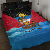 Antigua and Barbuda Christmas Quilt Bed Set with Santa Sailboat Island Flag and Tropical Gift Design - Wonder Print Shop