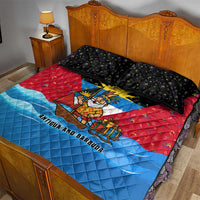 Antigua and Barbuda Christmas Quilt Bed Set with Santa Sailboat Island Flag and Tropical Gift Design - Wonder Print Shop