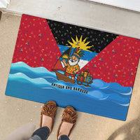 Antigua and Barbuda Christmas Rubber Doormat with Santa Sailboat Island Flag and Tropical Gift Design - Wonder Print Shop