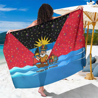 Antigua and Barbuda Christmas Sarong with Santa Sailboat Island Flag and Tropical Gift Design - Wonder Print Shop