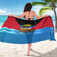 Antigua and Barbuda Christmas Sarong with Santa Sailboat Island Flag and Tropical Gift Design - Wonder Print Shop