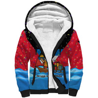 Antigua and Barbuda Christmas Sherpa Hoodie with Santa Sailboat Island Flag and Tropical Gift Design - Wonder Print Shop