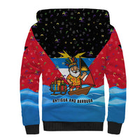 Antigua and Barbuda Christmas Sherpa Hoodie with Santa Sailboat Island Flag and Tropical Gift Design - Wonder Print Shop