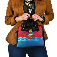 Antigua and Barbuda Christmas Shoulder Handbag with Santa Sailboat Island Flag and Tropical Gift Design - Wonder Print Shop