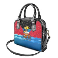 Antigua and Barbuda Christmas Shoulder Handbag with Santa Sailboat Island Flag and Tropical Gift Design - Wonder Print Shop
