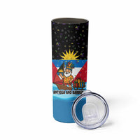 Antigua and Barbuda Christmas Skinny Tumbler with Santa Sailboat Island Flag and Tropical Gift Design - Wonder Print Shop