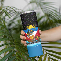 Antigua and Barbuda Christmas Skinny Tumbler with Santa Sailboat Island Flag and Tropical Gift Design - Wonder Print Shop