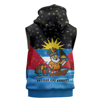 Antigua and Barbuda Christmas Sleeveless Zip Hoodie with Santa Sailboat Island Flag and Tropical Gift Design - Wonder Print Shop