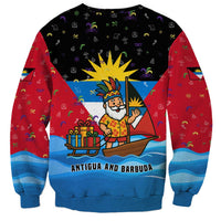 Antigua and Barbuda Christmas Sweatshirt with Santa Sailboat Island Flag and Tropical Gift Design - Wonder Print Shop