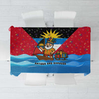 Antigua and Barbuda Christmas Tablecloth with Santa Sailboat Island Flag and Tropical Gift Design - Wonder Print Shop