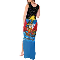 Antigua and Barbuda Christmas Tank Maxi Dress with Santa Sailboat Island Flag and Tropical Gift Design - Wonder Print Shop