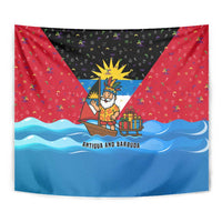Antigua and Barbuda Christmas Tapestry with Santa Sailboat Island Flag and Tropical Gift Design - Wonder Print Shop