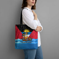 Antigua and Barbuda Christmas Tote Bag with Santa Sailboat Island Flag and Tropical Gift Design - Wonder Print Shop