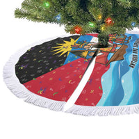 Antigua and Barbuda Christmas Tree Skirt with Santa Sailboat Island Flag and Tropical Gift Design - Wonder Print Shop