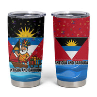 Antigua and Barbuda Christmas Tumbler Cup with Santa Sailboat Island Flag and Tropical Gift Design - Wonder Print Shop