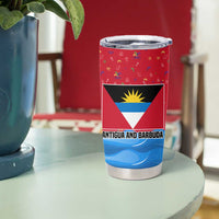 Antigua and Barbuda Christmas Tumbler Cup with Santa Sailboat Island Flag and Tropical Gift Design - Wonder Print Shop