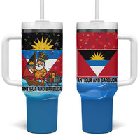 Antigua and Barbuda Christmas Tumbler With Handle with Santa Sailboat Island Flag and Tropical Gift Design - Wonder Print Shop