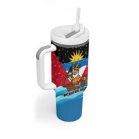 Antigua and Barbuda Christmas Tumbler With Handle with Santa Sailboat Island Flag and Tropical Gift Design - Wonder Print Shop