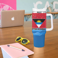 Antigua and Barbuda Christmas Tumbler With Handle with Santa Sailboat Island Flag and Tropical Gift Design - Wonder Print Shop
